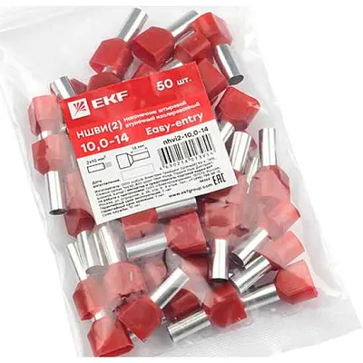 Наконечник штыревой втулочный изолированный НШвИ(2) 10,0-14 (50шт.) EKF PROxima