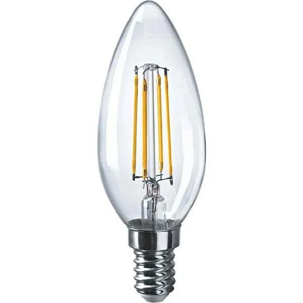 Лампа ЛЕД  E14  4Вт 2,7К свеча прозр. 2,7К F-C35-4-230-2.7K-E14 (FILAMENТ) 71307 Navigator