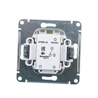 ШЭ Атлас Перекл. 1кл. с/у с инд.,  10А, (б/рамки, белый) ATN000163 (20шт/уп)