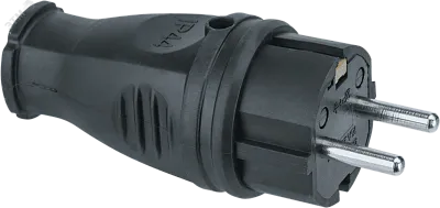 Вилка каучук прямая 2P+PE 16A 220В IP44 черная, Navigator 61368