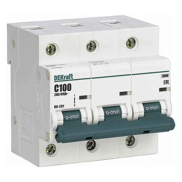 Автоматический выключатель 13019DEK Авт. выкл. 3Р 63А х-ка D ВА-201 10кА DEKraft