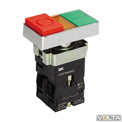 Кнопка LAY5-BW8465 "I-O" сдвоенная с подсв 240В НО+НЗ ИЭК