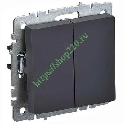 ИЭК Брайт Выкл. 2-кл. с/у  10А IP20 (черный) ВС10-2-0-БрЧ