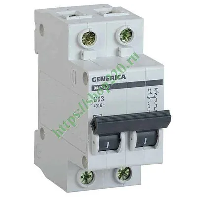 Автомат  2п 63А (С) (ВА 47- 29) ИЭК GENERICA