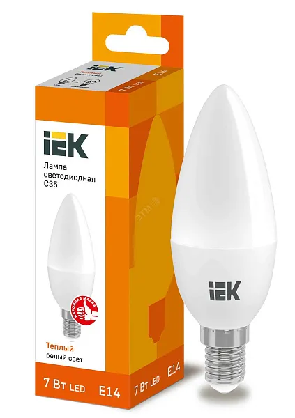 Лампа ЛЕД  E14  7Вт свеча мат.3К LED-M С37 Белсвет 41600