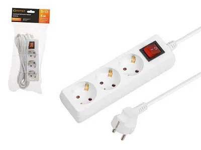 Удлинитель  5м  3 роз. с заземл., з/шт., с выкл., Navigator 71514