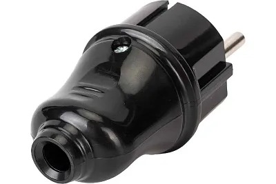 Вилка штепсел. разборная прямая с з/к черная ВПп10-02-Ст 16А ИЭК