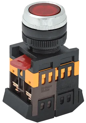 Кнопка ABLFS-22 красный 240В d22мм неон 1з+1р ИЭК