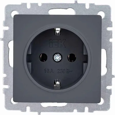 ИЭК Брайт Роз. 1м с з/к без з/шт 16А РС11-1-0-БрГ  графит