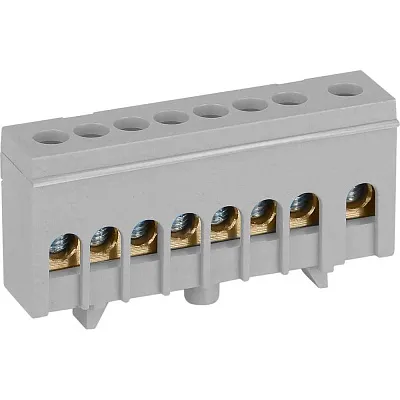 Шина в корпусе L "фаза" в корп изол на DIN-рейку ШНИ-6x9-8 серый латунь EKF PROxima