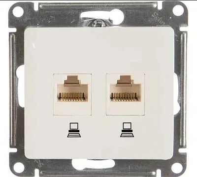 ШЭ Глосса Роз.двойная (комп+комп) RJ45+RJ45, кат.5е (бел, б/рамки) GSL000185KK (10шт/уп)
