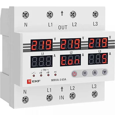 Реле напряжения и тока с дисп. MRVA 63A EKF