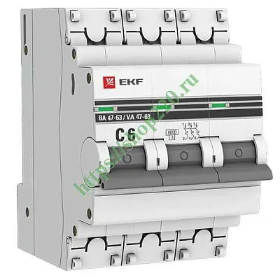 Автомат  3п  6А (C) (ВА 47-63N) 6kA EKF PROxima