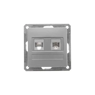 ШЭ 59 Роз.двойная (телеф+комп) RJ11+RJ45 кат.5е (мат.xром, б/рамки)(10шт) RSI-251TK5E-5-86