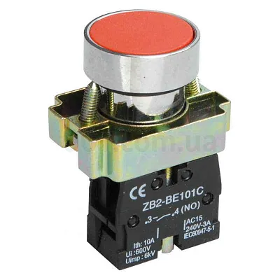 Кнопка LAY5-BA41 без подсветки красная 1НО ИЭК