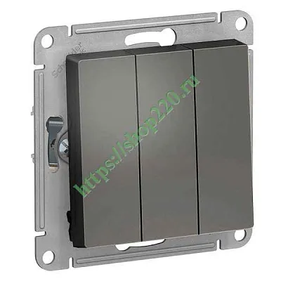 ШЭ Атлас Выкл. 3кл. с/у,  10А, (б/рамки, сталь) ATN000931 (5шт/уп)