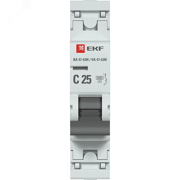 Автомат  1п 25А (C) (ВА 47-63N) 6кА EKF PROxima