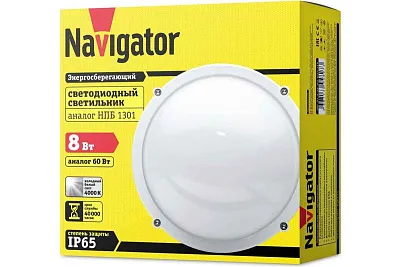 ДПБ/ДПП  8Вт круг бел.NBL-R1-8-4K-WH-IP65-LED (аналог НПБ 1301/НПП 1301)  Navigator 94 827