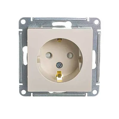 ШЭ Атлас Роз. 1-я с/у с/з з/шт с выталк., 16А, (б/рамки, бежевый) ATN000247 (15шт/уп)