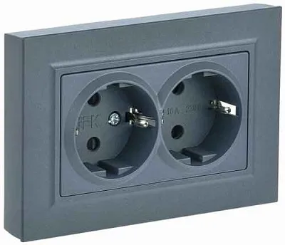 ИЭК Брайт Роз. 2-я с з/к без з/ш 16А в сб. РС12-3-БрЧ черн. IEK