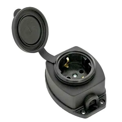 Розетка каучук  настенная 1 м 2P+PE 16А 220В черная Navigator, 61370, РФ