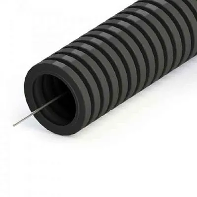 Труба  ПНД гофр.d 25 c зондом (50 м) черный, ИЭК