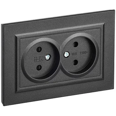 ИЭК Брайт Роз. 2-я без з/к/ш 10А в сб. РС12-2-БрЧ черный в сборе IEK