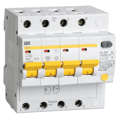 Авт.диф. 4п 10А  30мА  АД-14 4,5 кА ИЭК