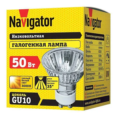 Лампа галог. рефл. 50W 230V 2000h JCDRC GU10 Navigator, 94 208