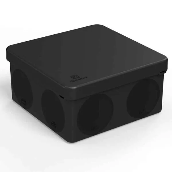 Коробка расп. о/п 100x100x50  IP66 2-комп. атм.стойкая прямой монт черная HEGEL  КР2404-08 (85шт/уп)