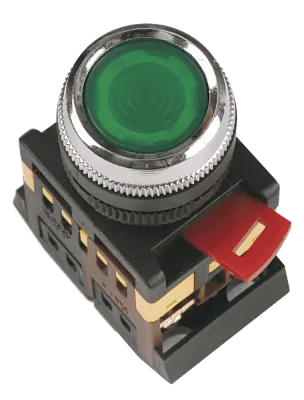 Кнопка ABLFP-22 зеленый 240В d22мм неон 1з+1р ИЭК