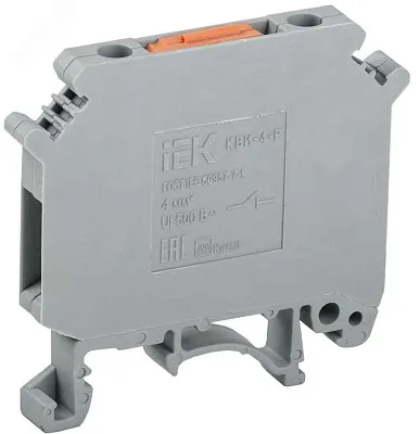 Клемма винтовая КВИ-4-Р с размыкателем 4мм2 серая ИЭК