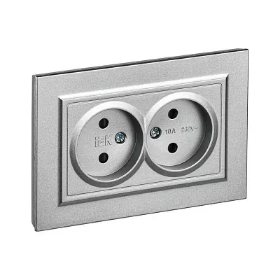 ИЭК Брайт Роз. 2-я без з/к/ш 10А в сборе РС12-2-БрС сталь IEK