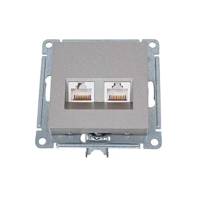 ШЭ Атлас Роз.двойная (комп+комп) с/у RJ45+RJ45, кат.5E, (б/рамки, шампань) ATN000585 (10шт/уп)